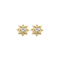 Elegant gold octagonal star stud earrings with central zircon stone and S925 silver needles - Hexagram Studs (NCE03237)