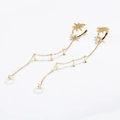 Gold anti-lost earring chain with star-shaped zircons and silicone loops for earphones - Hexagram Ear Clip (NCE02455)