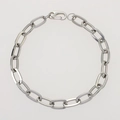 Bracciale a catena a maglie grandi in argento lucido con chiusura a moschettone - Stile Catena a Graffetta Argento (NXN01901)