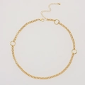 Collana a catena dorata minimalista con maglie rotonde e chiusura a moschettone - Stile Anelli Oro (NXN01898)