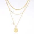 Triple layer gold plated necklace with Taurus zodiac pendant and paperclip chain - Taurus