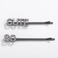 Fashionable gun-black metal hair clip set with SO CUTE lettering and sparkling rhinestones - So Cute Style (NXF00033)