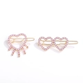 Golden heart hair clips with purple rhinestones and fringe detail for women - Gold Tassel Heart Set of 2 (NXF00052)
