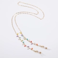Colorful mixed bead eyewear chain with gold links and anti-slip silicone rings - Multicolor Beaded Style (NCT00078)