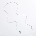Catenina per occhiali argentata con perle bianche e chiusura a moschettone da donna - Stile Spiga di Riso Argento(NCE03142) / Argento