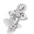 Dettaglio molletta per capelli argento con design a croce, strass e perle finte - Stile Croce con Perle Argento (NXF00030-1)