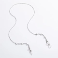 Catenina per occhiali a graffetta argento con ciondoli a cuore e passanti in silicone - Stile Cuore Argento(NCE03127) / Argento