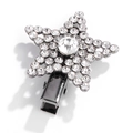 Star-shaped duckbill hair clip in dark metal finish with sparkling clear rhinestones - Nxf00062