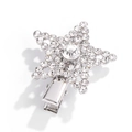 Star-shaped metal hair clip featuring shimmering rhinestones and a central crystal accent - Silver Star Style (NXF00062-1)