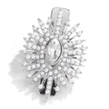 Silver radial flower hair clip featuring marquise crystal and white faux pearls - Nxf00064-1