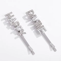 Silver hair clips set featuring HAPPY and BIRTH letters with pearls and crystals - Happy Birth Style (NXF00027-1)