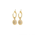Elegant gold S925 silver needle drop earrings with star pattern and zircon stud - Round Earrings (NCE03232)