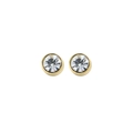 Elegant gold-plated geometric round stud earrings with multifaceted clear crystals - White Stone Style (NCE03229)