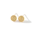 Classic round gold stud earrings featuring intricate granulation and twisted rope edge - Shield Style (NCE03230)