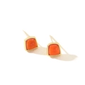 Minimalist geometric gold earrings with orange stone inlay and S925 silver needle - Red Ruby Look Style (NCE03236)