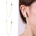 Catena per orecchini anti-smarrimento placcata in oro con charm Evil Eye per auricolari - Stile Strass Malocchio (NCE03143) / Oro