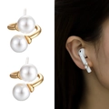 Boucles d'oreilles perles plaquées or pour écouteurs sans fil avec tige en argent 925 - Style Perle (NCE04245)