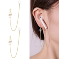 Catena per orecchini anti-smarrimento placcata in oro con zircone per auricolari - Oro