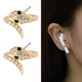 Boucles d'oreilles serpent dorées avec zircons, conçues pour écouteurs sans fil - Style Serpent (NCE04246)