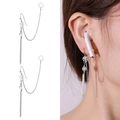 Dettaglio orecchino anti-smarrimento in argento con rosa e anello per auricolari - Stile Nappa Rosa Cava Perla (NCE03100) / Argento