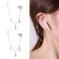 Detail of silver anti-loss earphone chain with snowflake and star charms for wireless buds - Snowflake Star Leaf Style (NCE03134)