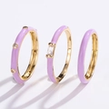 Dreiteiliges vergoldetes Ring-Set mit fliederfarbenem Emaille und Zirkonia-Steinen - Hellviolett (NCS00354)