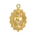 Vintage punk gold plated heart cross anchor pendant with religious sunburst relief detail - Faith Hope Love Heart Cross Anchor Style (A0182)