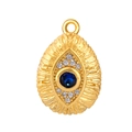 Gold plated evil eye pendant with blue central stone and sparkling zircon accents - Oval Evil Eye Style(A0325)