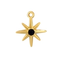 Golden octagonal star pendant with black gemstone inlay for DIY necklace and jewelry making - Eight-pointed Star Black Stone Style(A0333)