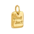 Golden rectangular Good Luck pendant necklace charm with embossed lettering and metal luster - Rectangular Good Luck Engraved Style(A0336)