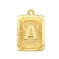 Gouden rechthoekige hanger letter A met reliëfdetails en een getextureerde afwerking - Letter A (A0421)