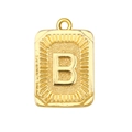 Gouden rechthoekige hanger met reliëfletter B en een stralend sunburst-patroon - Letter B (A0422)