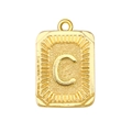 Gouden rechthoekige hanger met de letter C en stralende textuur in vintage stijl - Letter C (A0423)