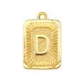 Gouden rechthoekige hanger met letter D en zonnestraaltextuur voor DIY kettingen - Letter D (A0424)