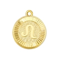 Golden Leo zodiac sign necklace pendant with frosted texture and sunburst edge design - Leo (A0402)