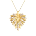 Elegant gold heart pendant necklace with radial texture and sparkling stones on white backdrop - Gold Heart Radiant Texture Style (SL394)