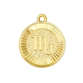 Polished gold Scorpio zodiac pendant necklace featuring embossed symbol and textured border - Scorpio (A0404)