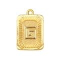 Colgante cuadrado dorado con diseño de G griega y textura radial para joyería DIY - Letra G (A0427)