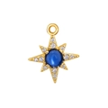 Gold North Star pendant with blue stone and white zircons for DIY jewelry making - Eight-pointed Star Blue Stone Style(A0332)