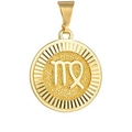 Golden Virgo zodiac necklace pendant with embossed symbol and sandblasted finish - Virgo (A0408)