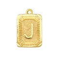 Colgante cuadrado dorado con letra J en relieve y textura de rayos de sol para joyería - Letra J (A0430)