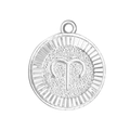 Silver Aries zodiac pendant with embossed relief and textured matte sunburst finish - Aries (A0411)