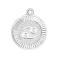 Silver Cancer zodiac sign medallion pendant with matte finish and sunburst edge design - Cancer (A0414)