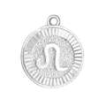 Silver Leo zodiac medallion pendant with sunray edges and embossed lion symbol - Leo (A0415)