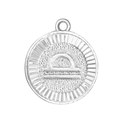 Silver Libra zodiac necklace pendant with a matte finish and radial striped border - Libra (A0417)