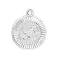 Polished silver Sagittarius zodiac pendant with embossed symbol on white background - Sagittarius (A0419)