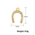 Macro detail of a 14x10mm gold-plated horseshoe pendant set with pink zircons - Horseshoe Pink Purple Style (A0544)