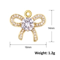 Macro-opname van gouden strikhanger 16mm x 14mm met kristallen voor DIY-sieraden maken - Klauwzetting Grote Ronde Strass Strik (A0239) / Goud