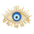 Goldener Evil Eye Anhänger mit funkelnden Strasssteinen und hängenden Sternen - Blaues Auge Stacheliger Strahlender Stil (A0896)
