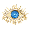 Vergoldeter türkischer Evil-Eye-Anhänger mit weißen Zirkonia und goldenen Strahlen - Blaues Mandala-Muster-Stil (A0897)